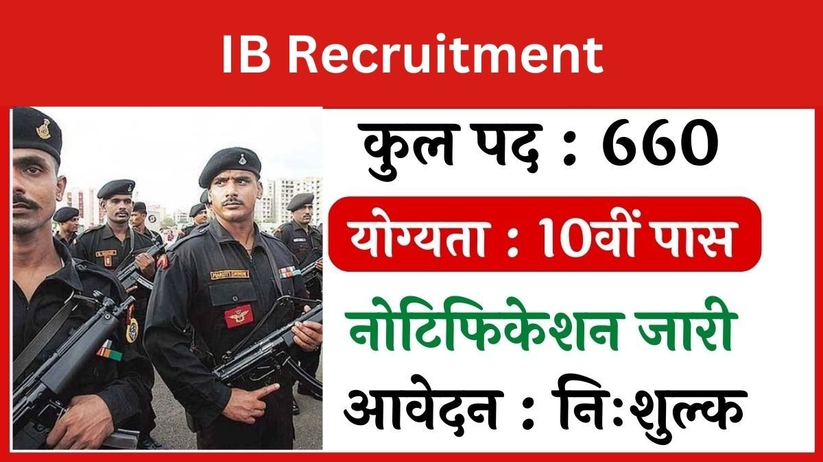 IB Recruitment: इंटेलिजेंस ब्यूरो में निकली 660 पदों पर भर्ती, 1 लाख 51 हजार रु तक सैलरी