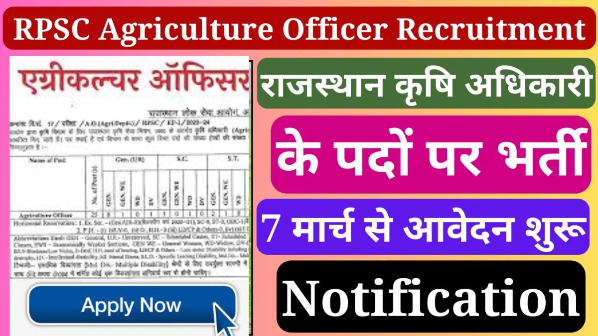 RPSC Recruitment : कृषि अधिकारी पद के लिए आवेदन की आज अंतिम तिथि, यहाँ से कर सकते है आवेदन