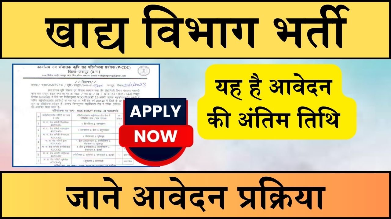 FOOD Department Vacancy: खाद्य विभाग में 417 पदों पर भर्ती का नोटिफिकेशन हुआ जारी, जाने आवेदन प्रक्रिया