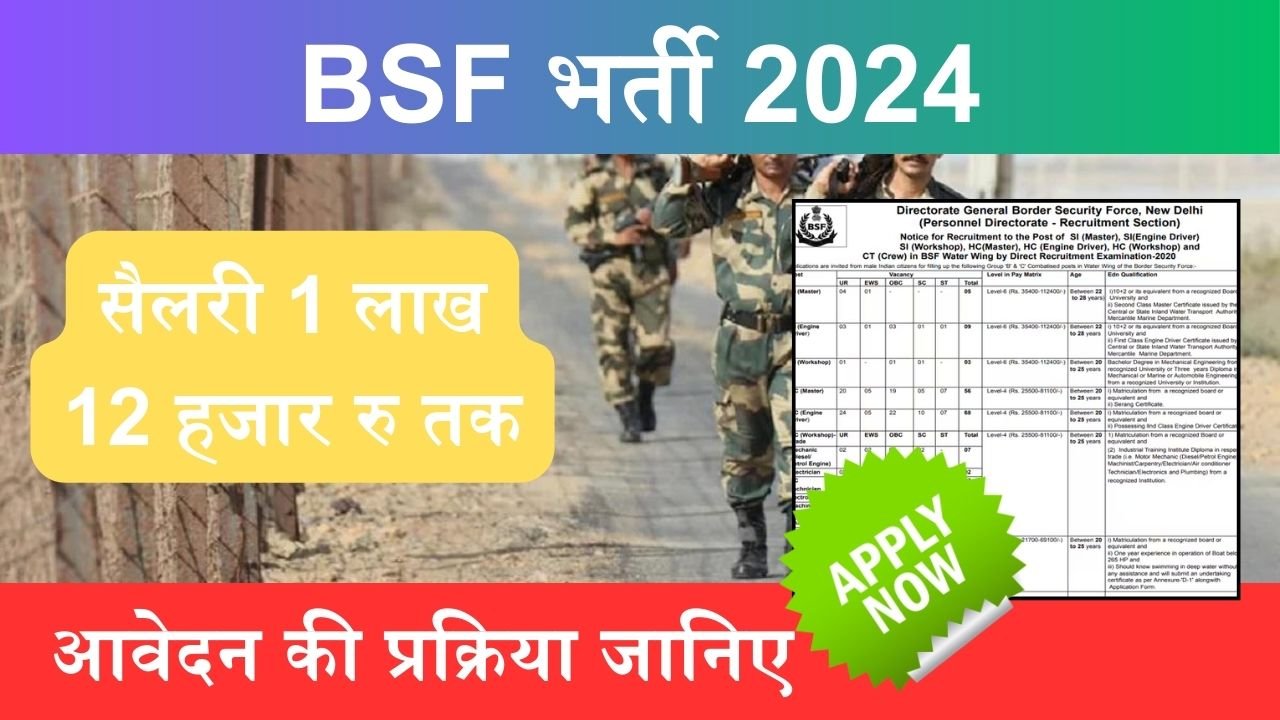 BSF Recruitment 2024: बीएसएफ में कई पदों पर निकली भर्ती, सैलरी 1 लाख 12 हजार रु तक, ऐसे करे आवेदन