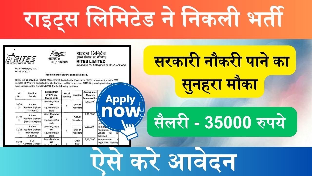 Sarkari Naukri: सरकारी नौकरी पाने का सुनहरा मौका, राइट्स लिमिटेड ने निकली भर्ती, ऐसे करे आवेदन