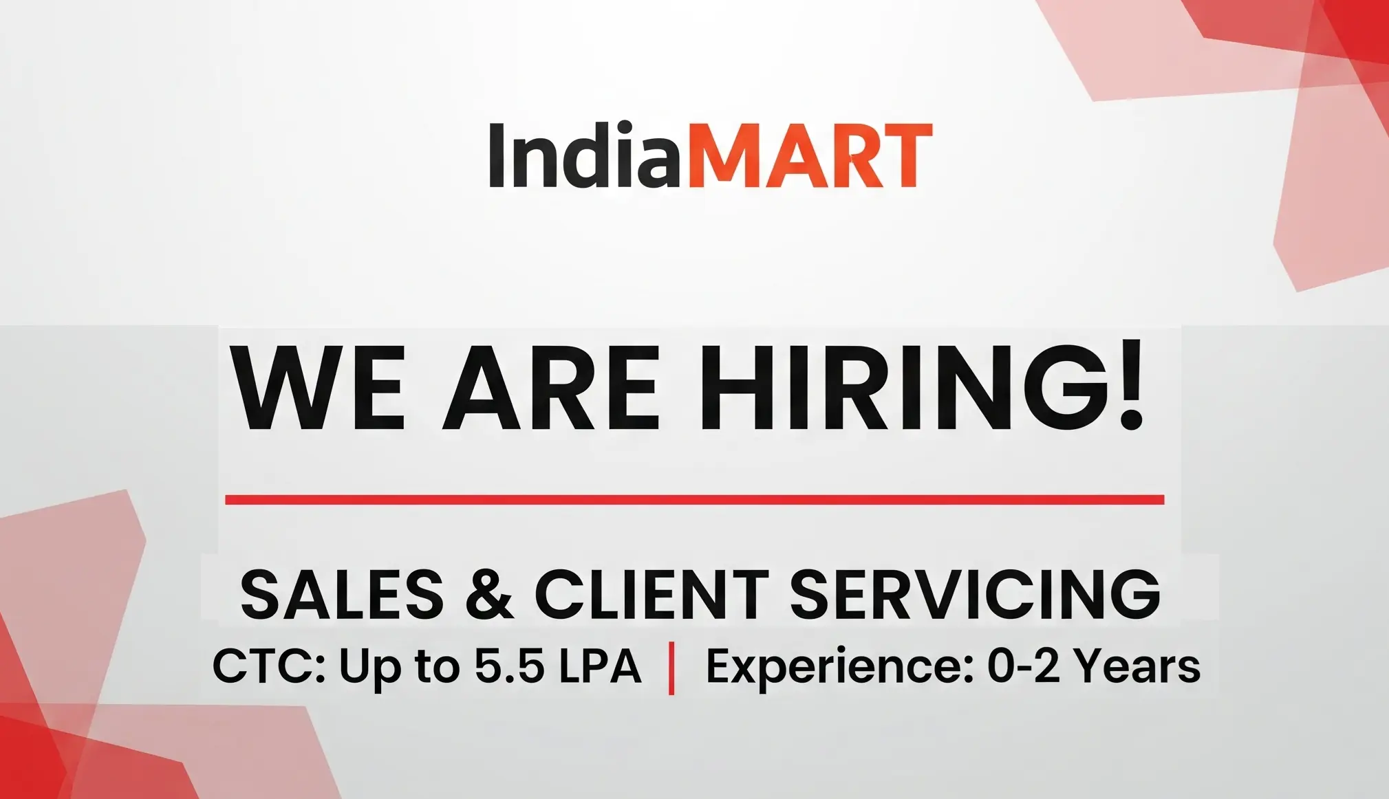 IndiaMART Hiring – Sales & Client Servicing | 3.36 LPA + Incentives | Apply Now