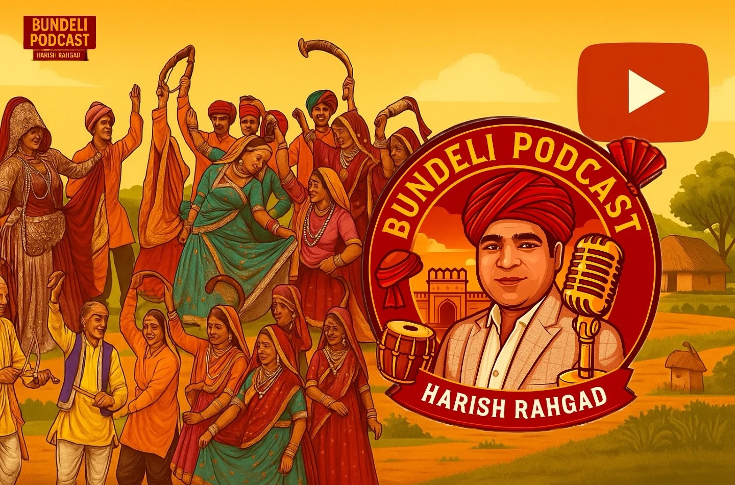 Dr. Harish Rahgad and Mishri Bhaiyya standing together at an event, possibly discussing the Bundeli Creator Award ceremony.